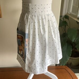 Vintage Polka Dot Half Apron with Big Blue Picture Pocket